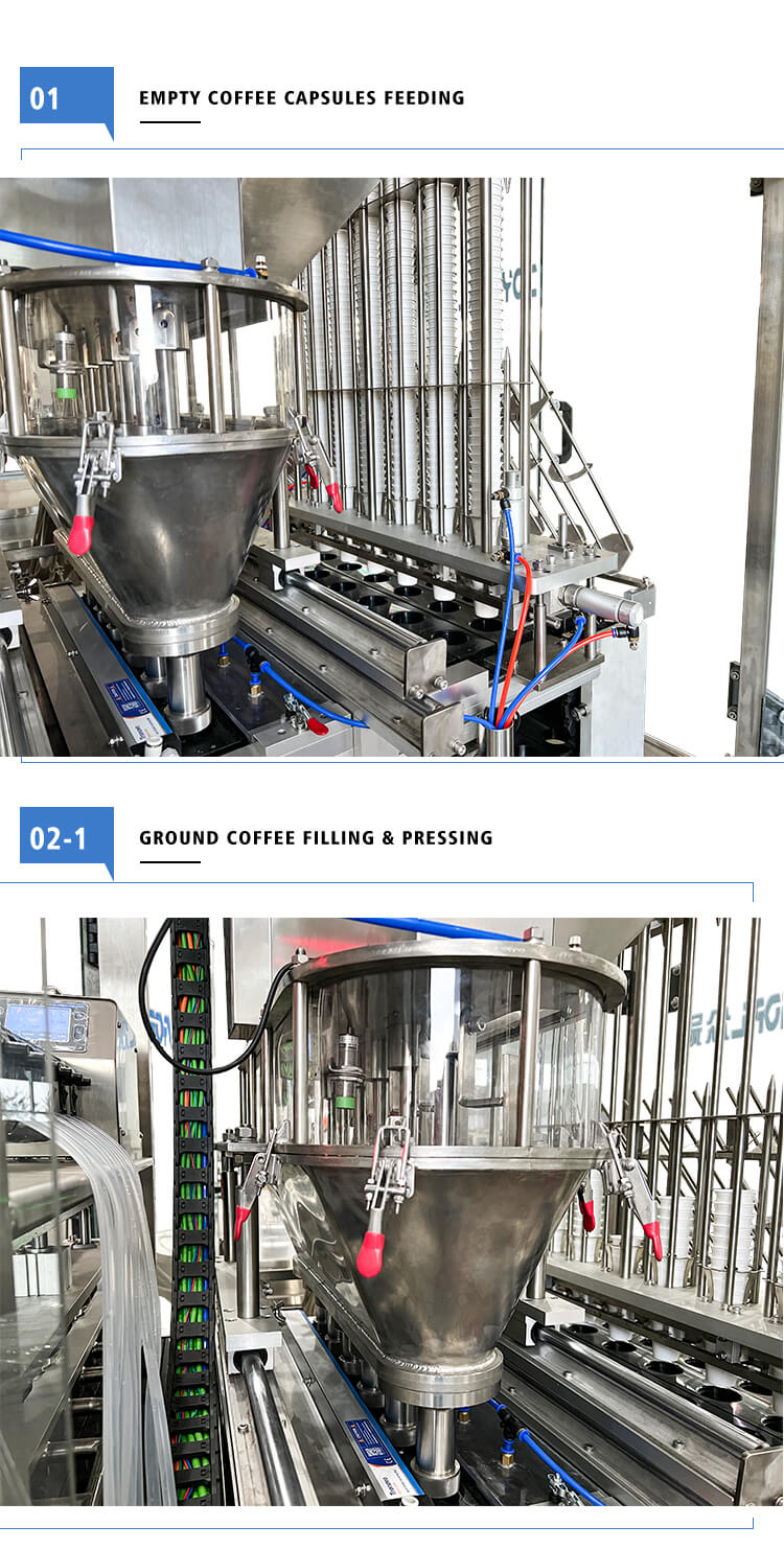 Coffee Pod Packing Machine  Nespresso Capsules Filling Sealing Machine,  KCups Filling Sealing Machine, Coffee Capsules Filling Sealing Machine